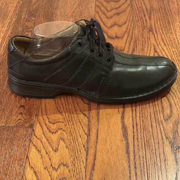 Clarks Touareg Vibe Oxfords Mens 9 Comfort Shoes Black Leather Cushion Ortholite - Picture 6 of 16